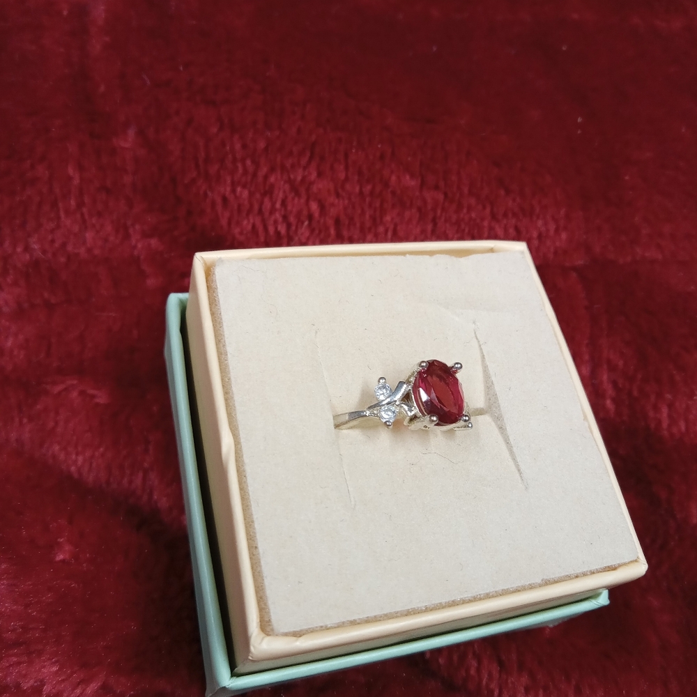Sterling Silver Pink & White CZ Floral Ring Size 7 - Picture 12 of 14